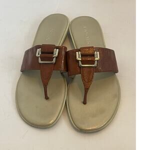 Women's Aerosoles Brown Leather Thong Summer Sandals Slide Shoes Size 11